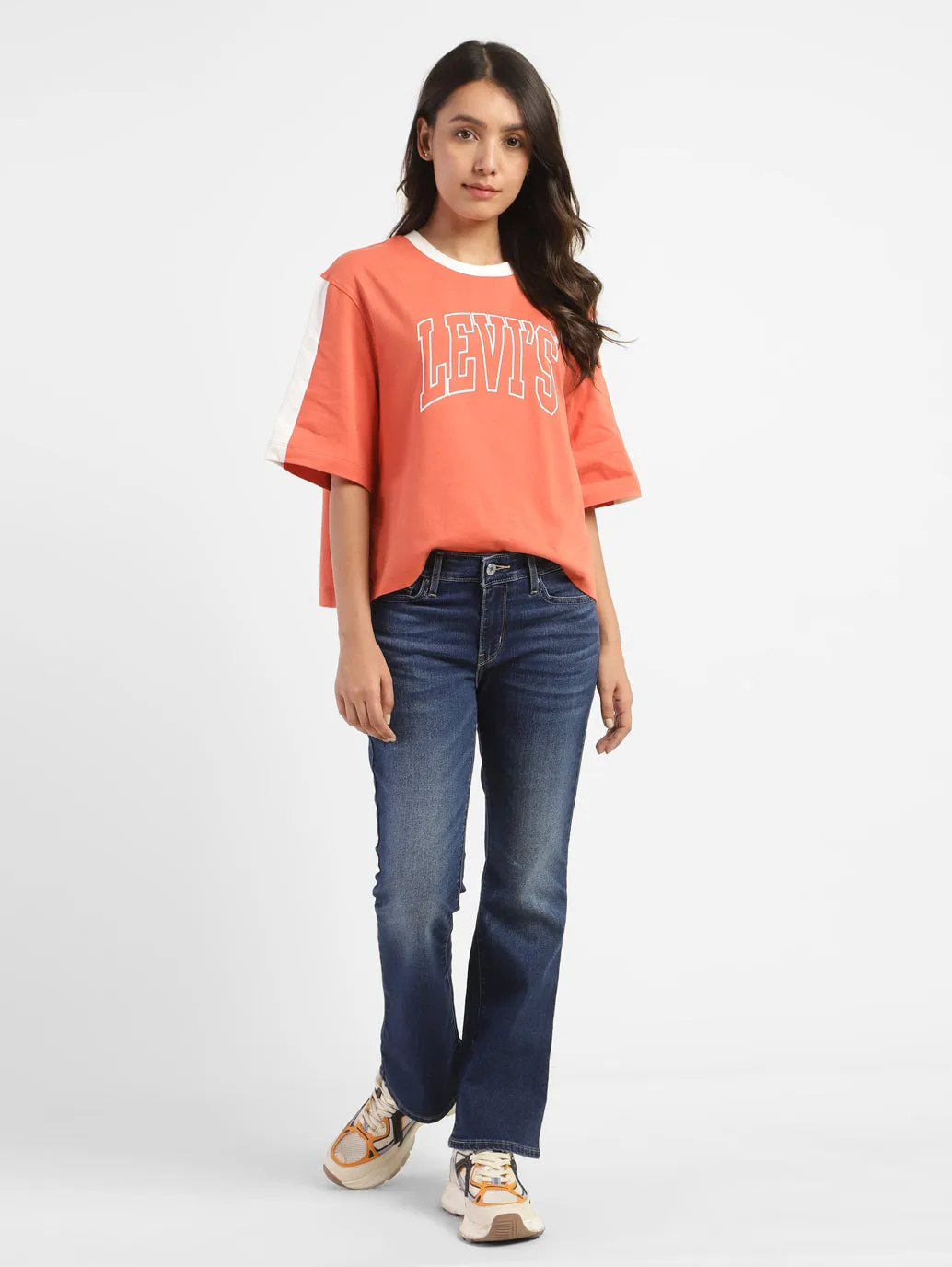 Stylish Touch Parent Style Evening Stroll Festival Outfit Women's 715 Blue Flared Fit Mid Rise Jeans