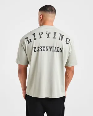 Durable Construction Lifting Essentials Oversized T Shirt - Stone Sage
