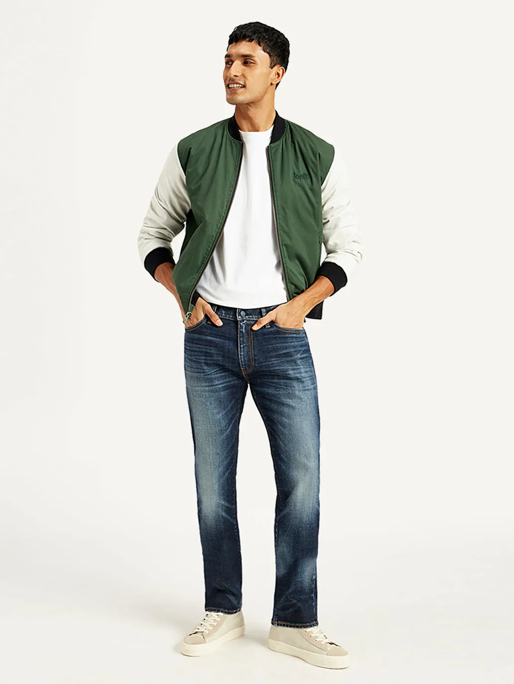 Relaxed Style Lightweight Durable Men's 513 Navy Blue Slim Straight Fit Mid Rise Jeans
