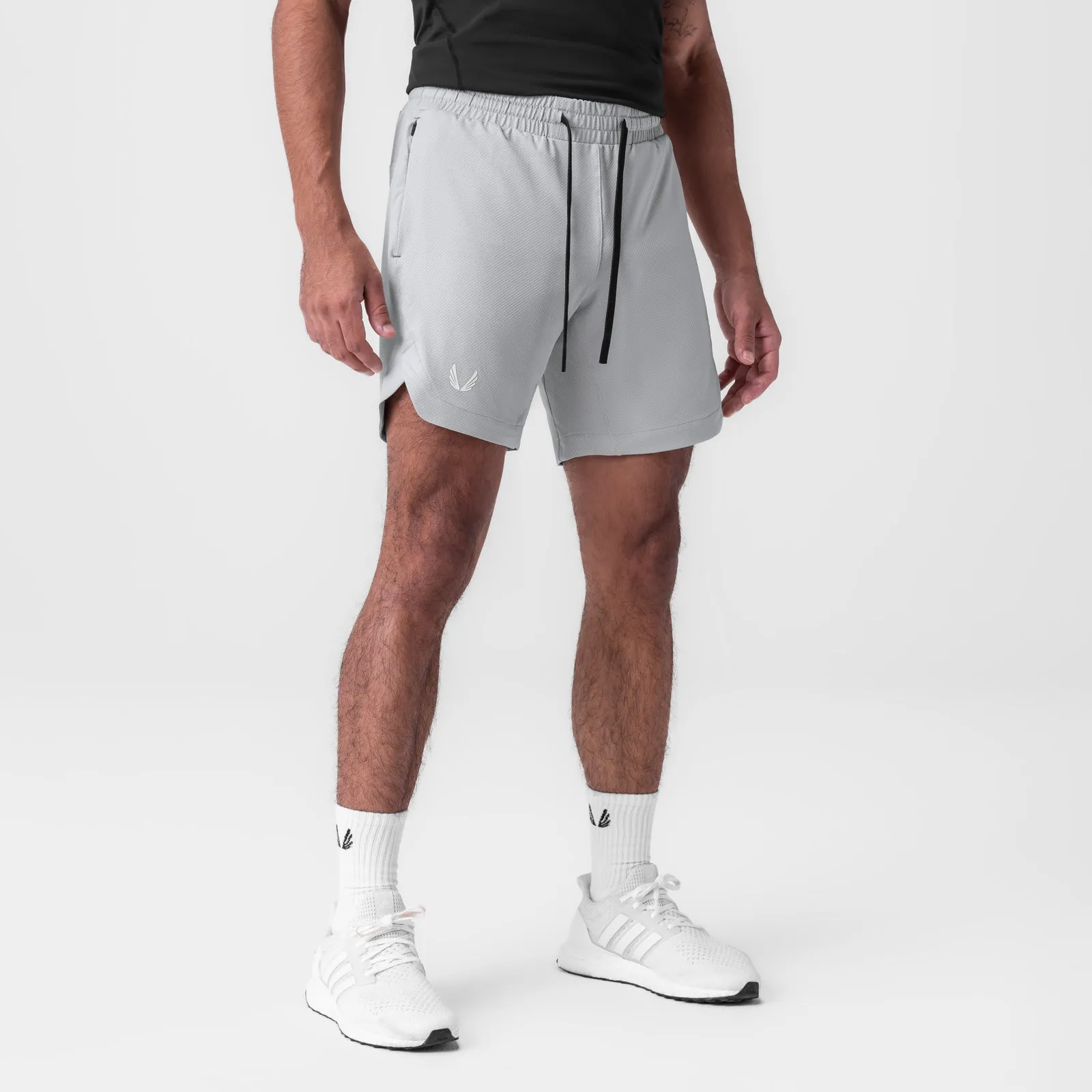 0994. AeroSilver? 7" Linerless Short - Slate Grey Vented Hem Details City Shorts