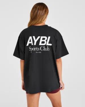 Elastic Free Cuffs Ethical Production Methods AYBL Sports Club Oversized T Shirt - Black