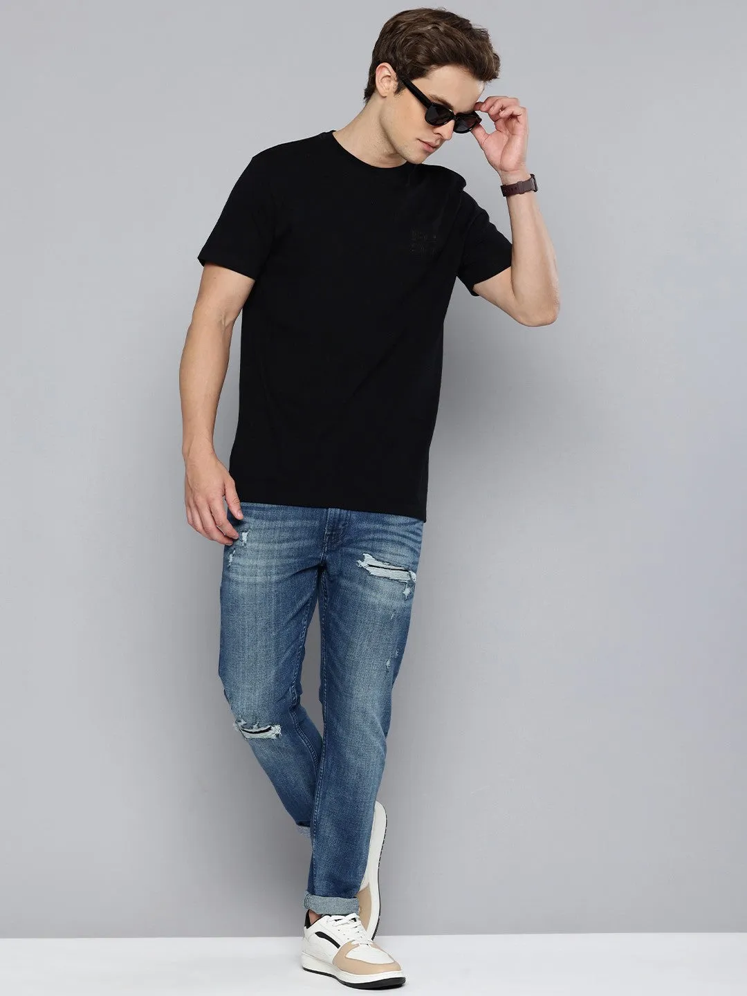 Men's Blue Skinny Fit Mid Rise Jeans Core Item All Rounder