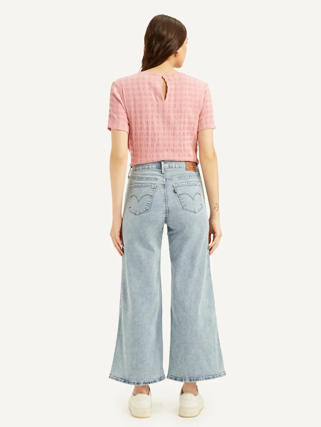 Women's 318 Blue Flared Fit Mid Rise Jeans Minimal Aesthetic City Look