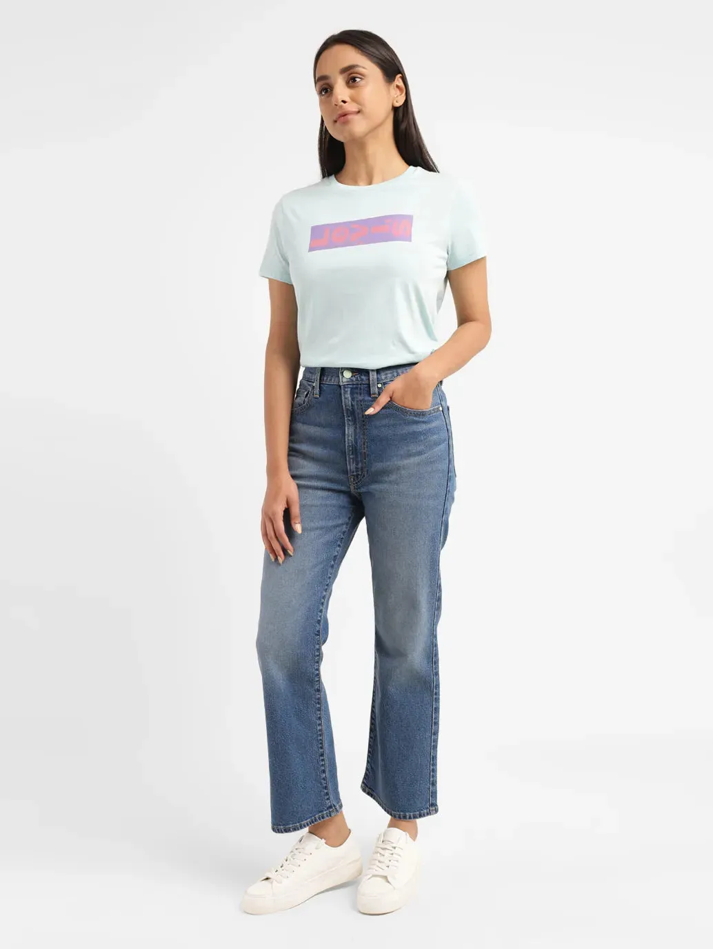 Casual Fit Breathable Work Meeting Relaxed Style Women's Blue Bootcut Fit High Rise Jeans