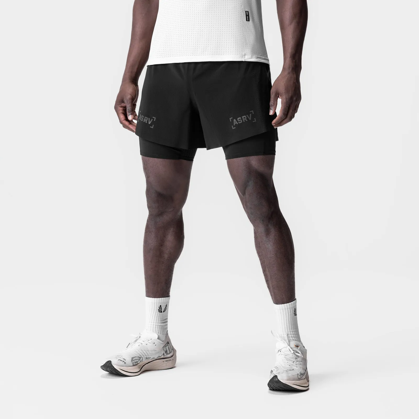 0951. Aerotex? 4" High Split Liner Short - Black/Black Summer Wear