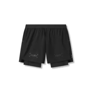 0951. Aerotex? 4" High Split Liner Short - Black/Black Low Maintenance Fabric
