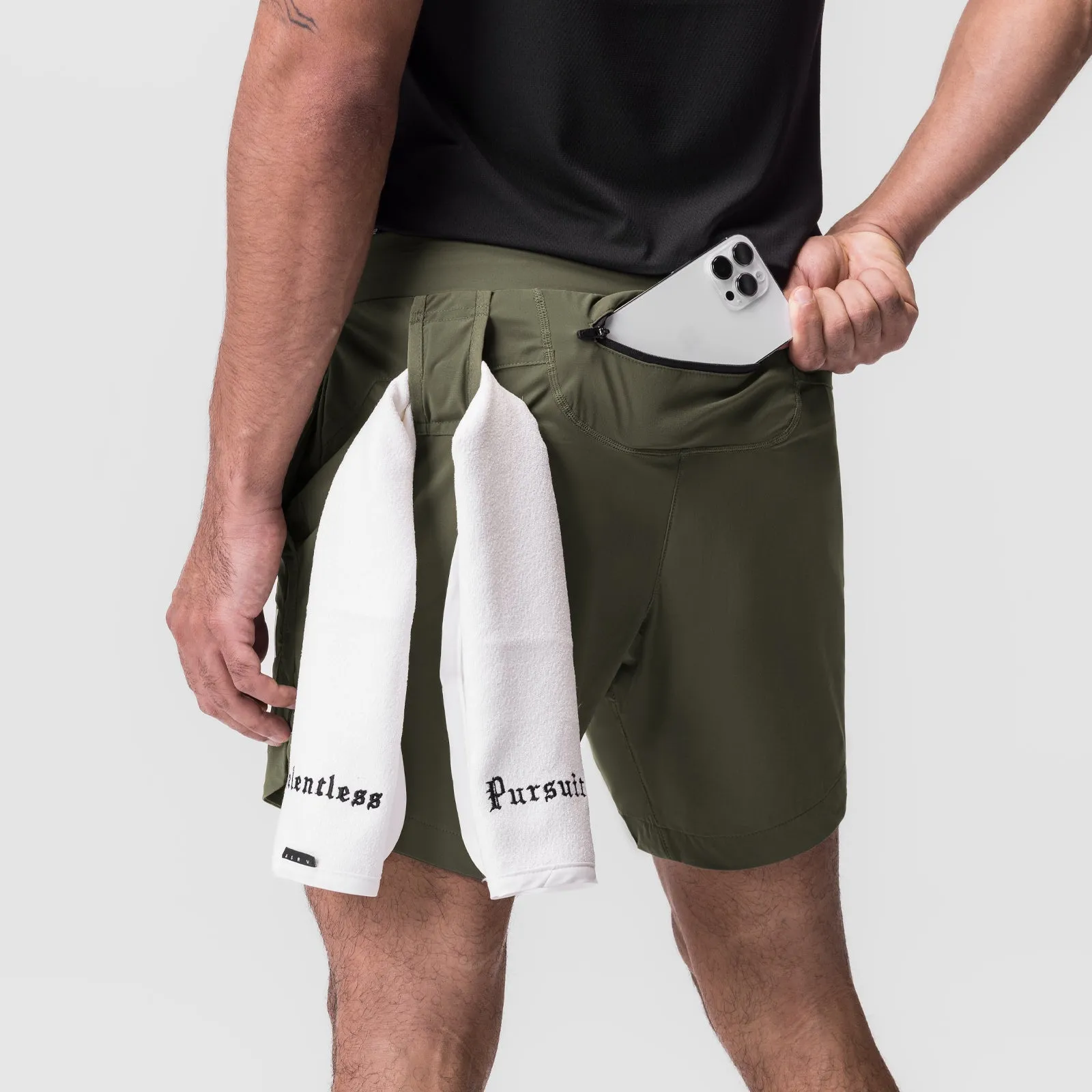 Sporty Edge Clean Fit 0823. Tetra-Lite? 7" Linerless Short - Olive "Wings"