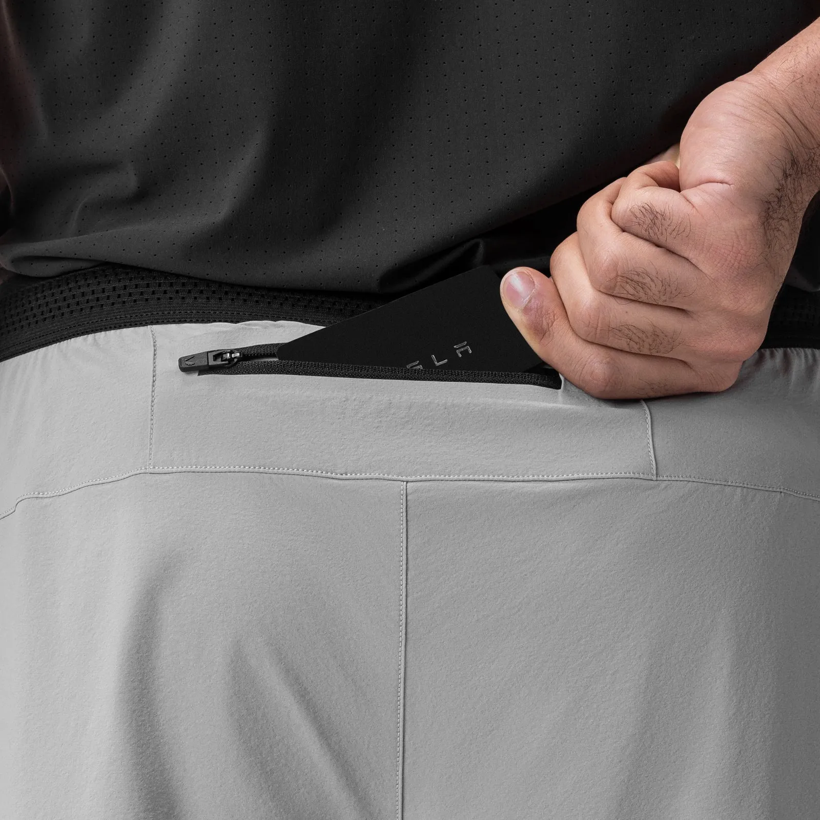 Recycled Polyester 0953. Aerotex? Hybrid Liner Short - Slate Grey/Black