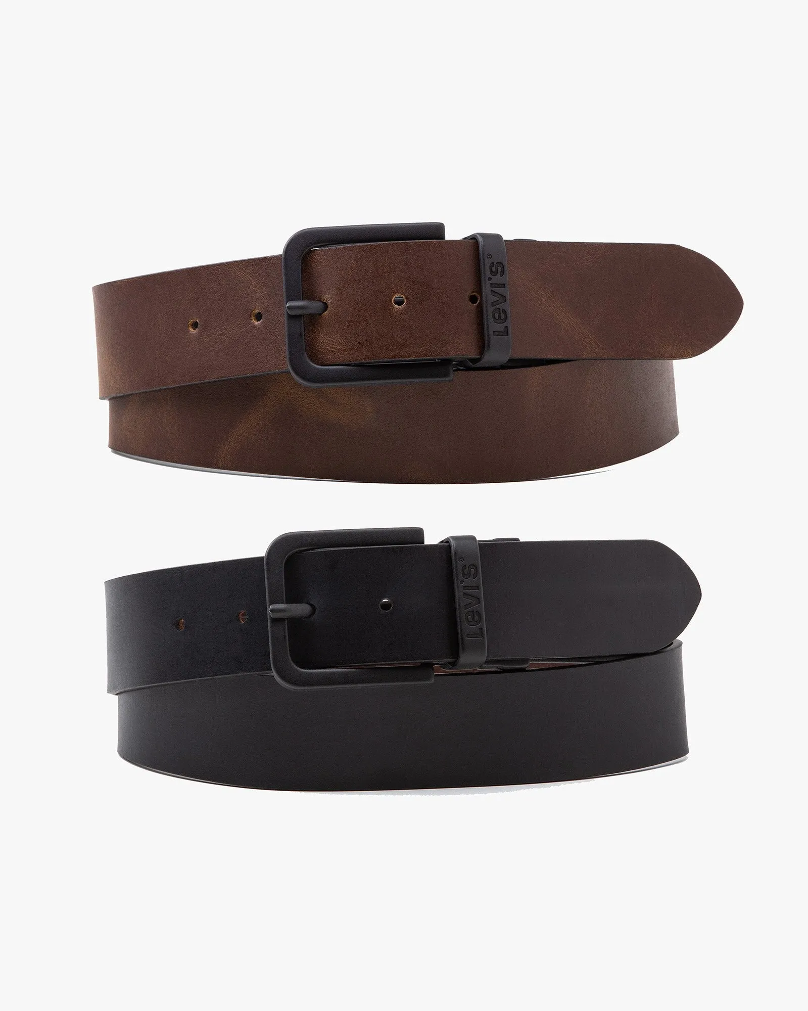 Sleek Shape Levi's? Reversible Leather Core Metal Belt - Black / Brown