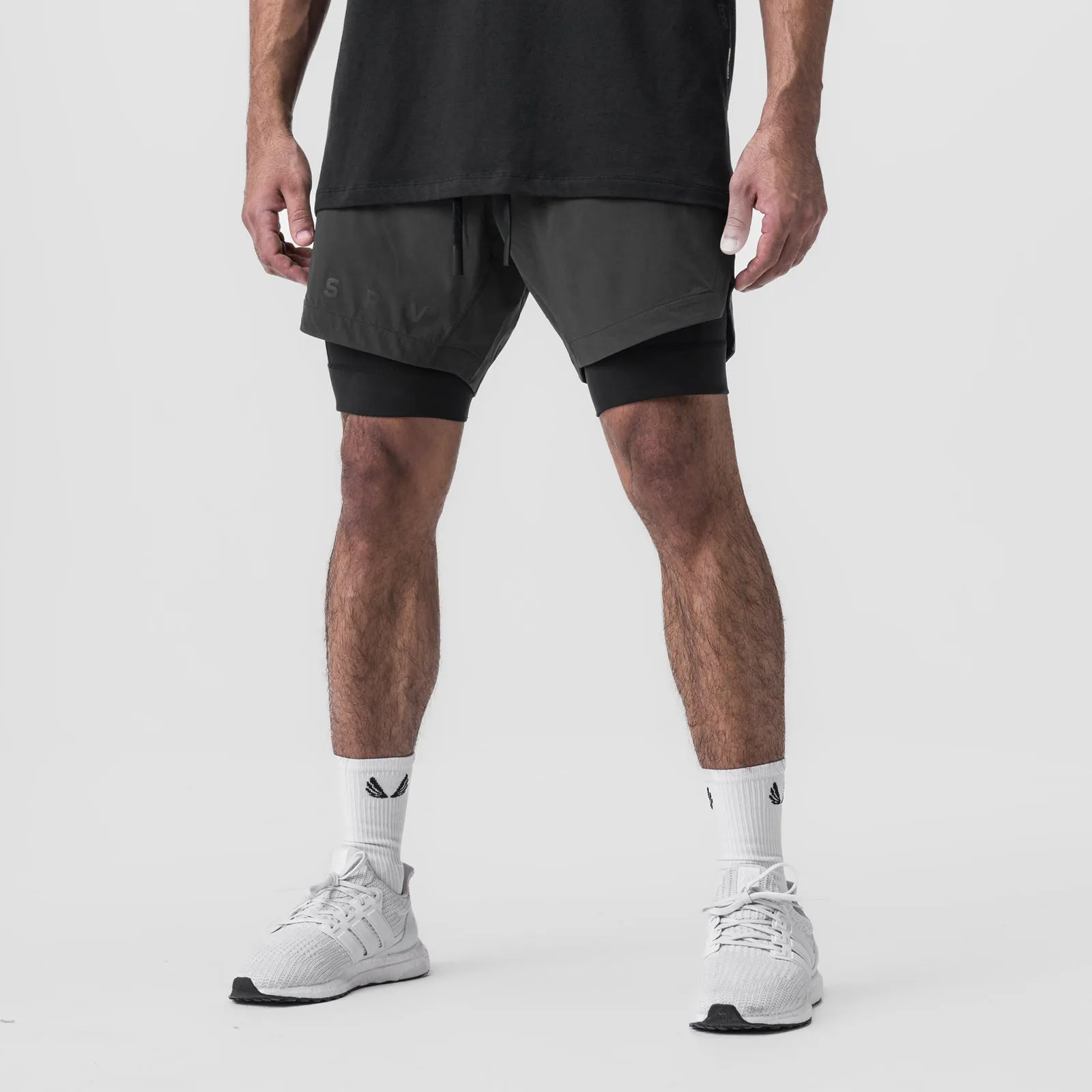0866. Tetra-Lite? 7" Liner Short - Space Grey "ASRV"/Black fitness enthusiasts wrinkle - resistant