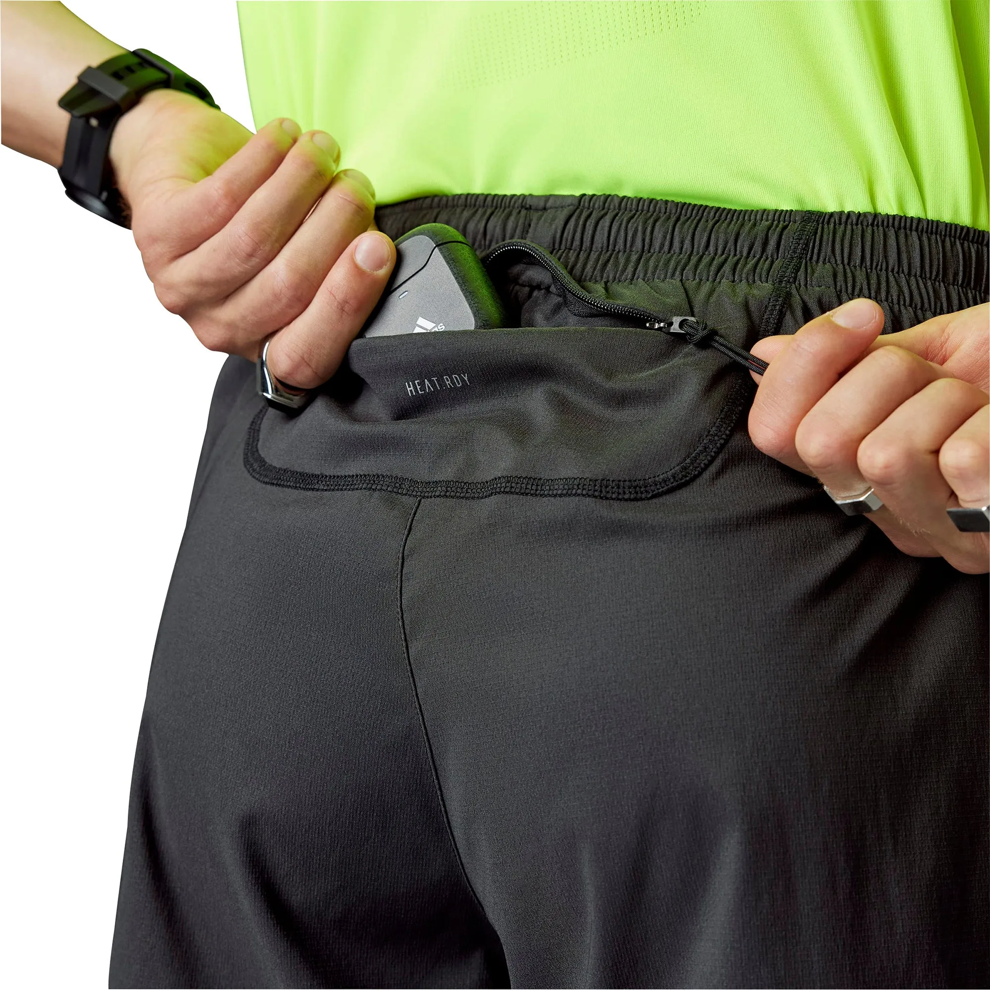 Elastic hem adidas Designed For Running Ultimate 5 Inch Mens Running Shorts - Black