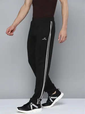 Alcis Men Black Solid Track Pants Work Friendly Cropped hem
