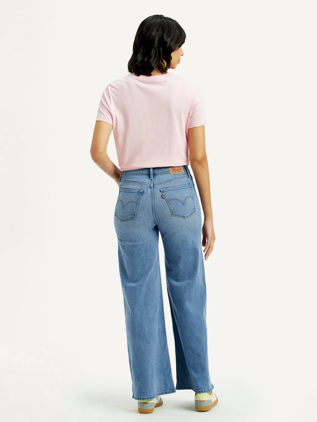 Women's 318 Med Indigo Flared Fit Mid Rise Jeans Comfort waistband Flexible Piece
