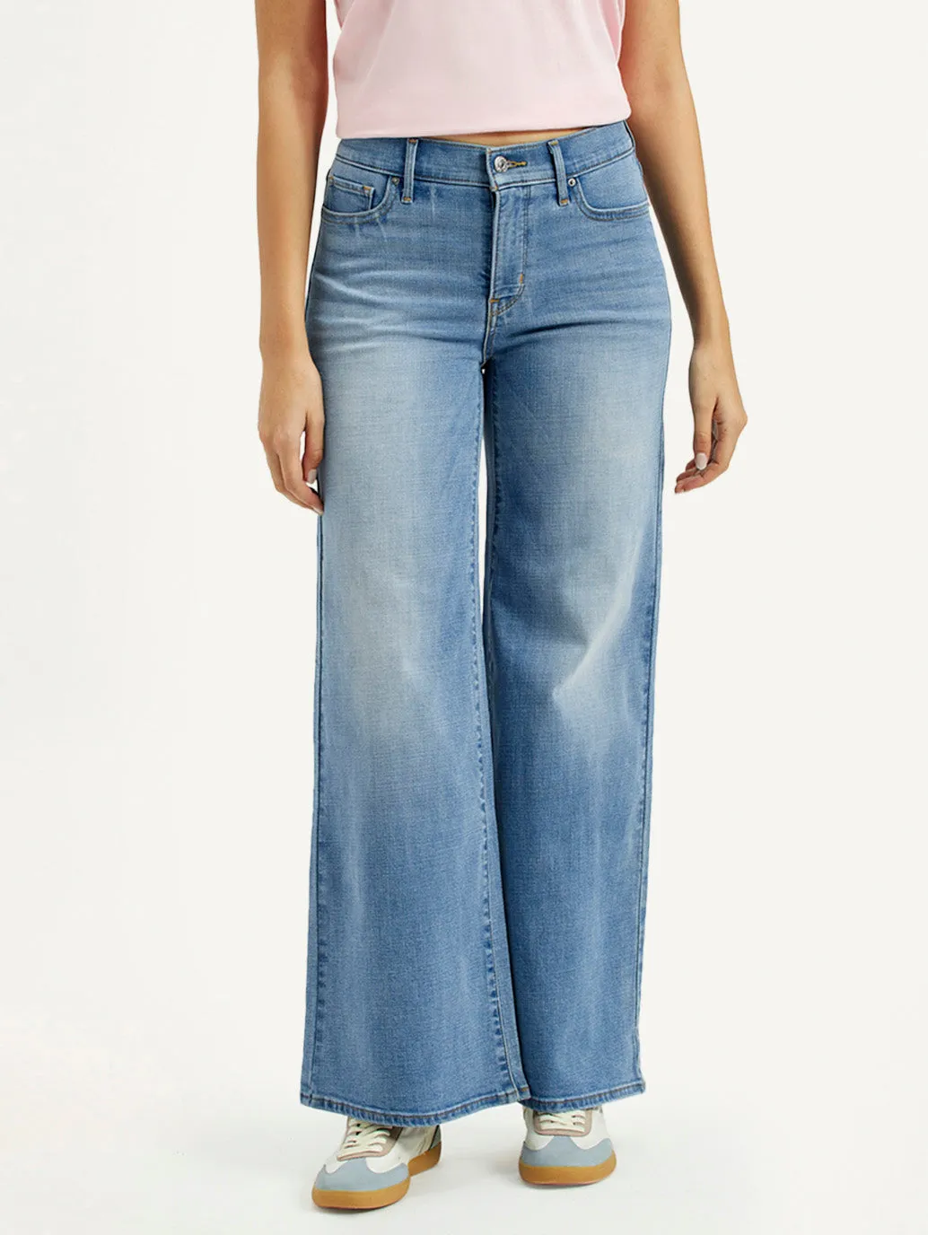 Women's 318 Med Indigo Flared Fit Mid Rise Jeans Soft Stretch