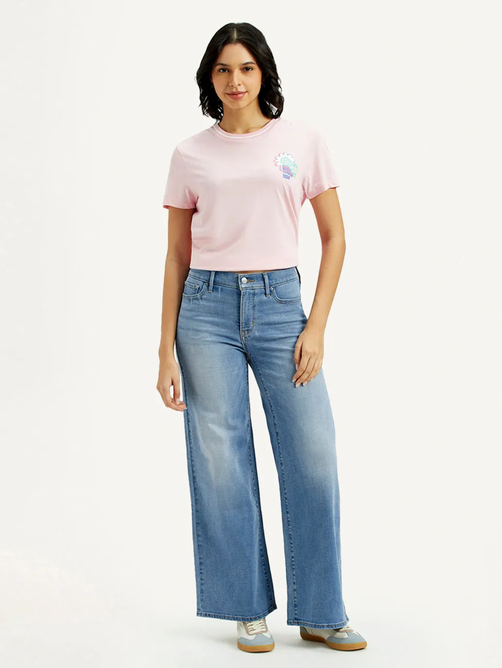 Festival Outfit Date Night Professional Wear Women's 318 Med Indigo Flared Fit Mid Rise Jeans