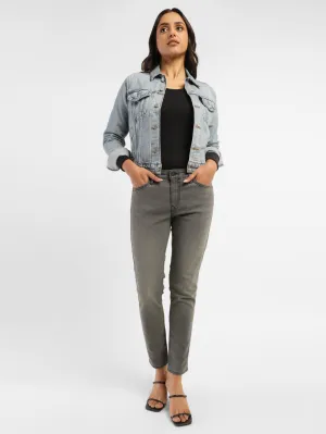 Women's 711 Grey Skinny Fit Mid Rise Jeans Neutral Smooth Riveted Stress Points