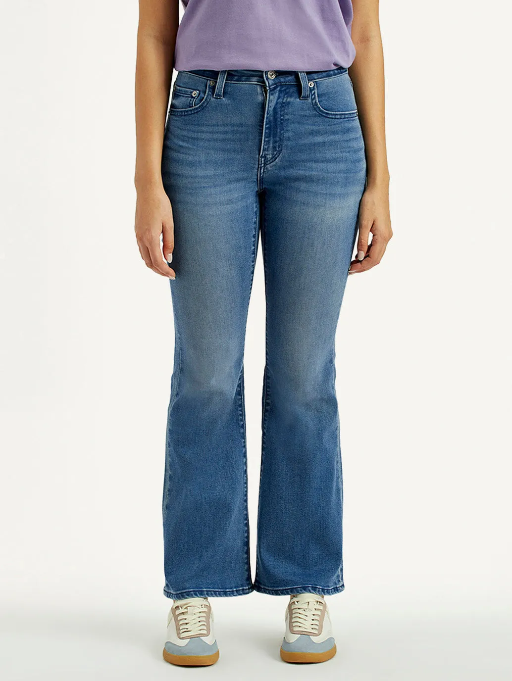 Non Toxic Textile Certified Odor Control Coating Women's 726 Mid Indigo Flared Fit High Rise Jeans