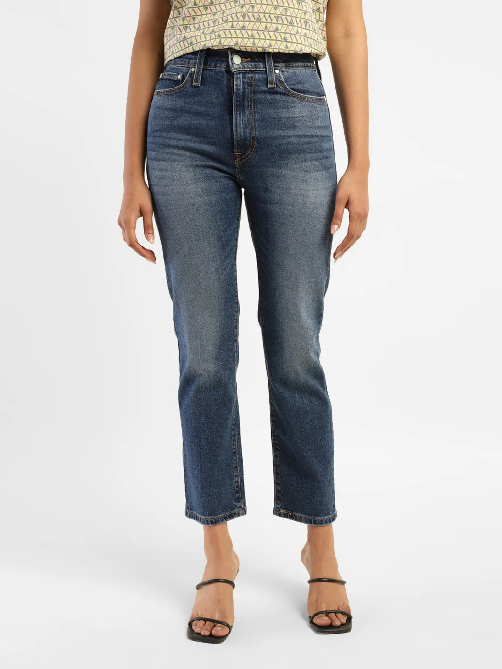 Neutral Tones Women's Blue Wedgie Straight Fit Mid Rise Jeans