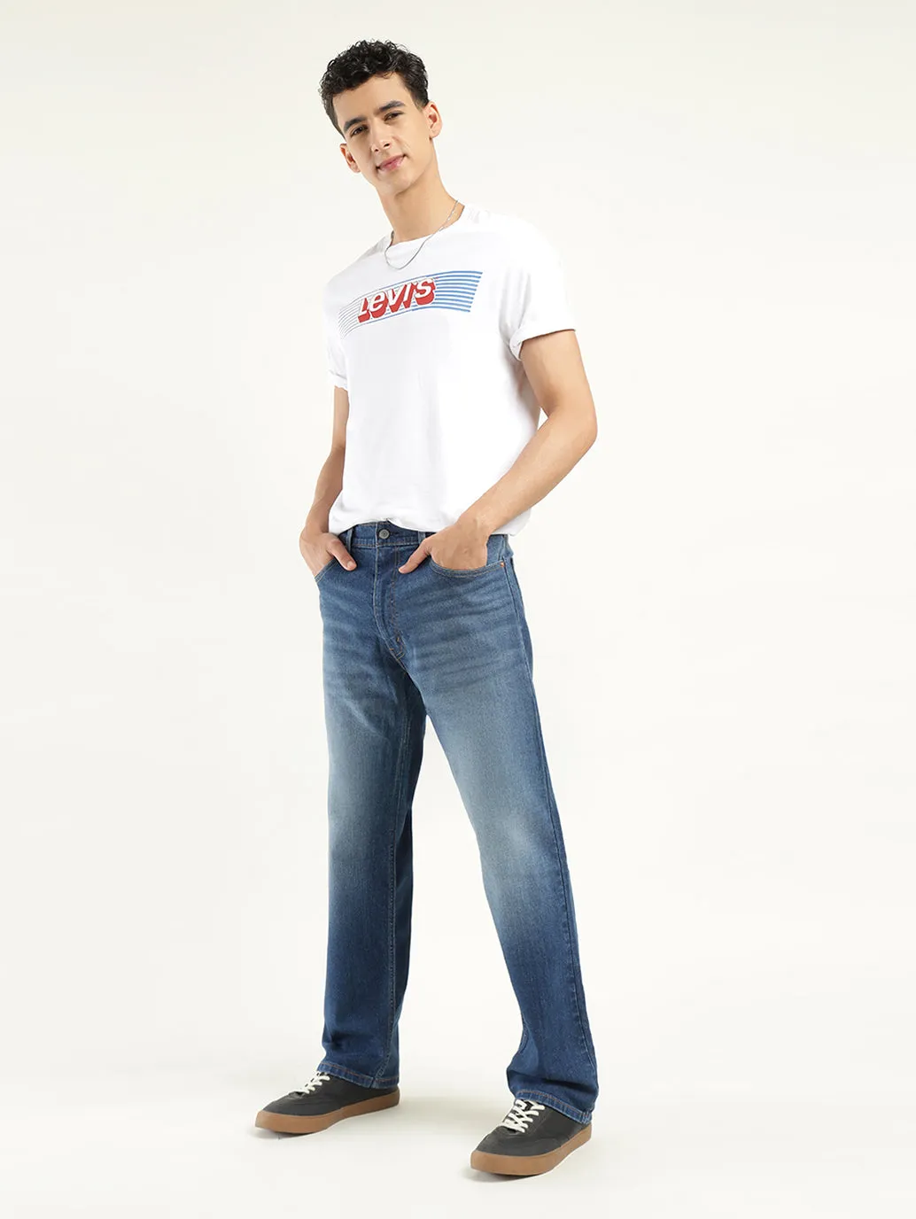 Modern Comfort Men's 555'96 Indigo Loose Fit Mid Rise Jeans