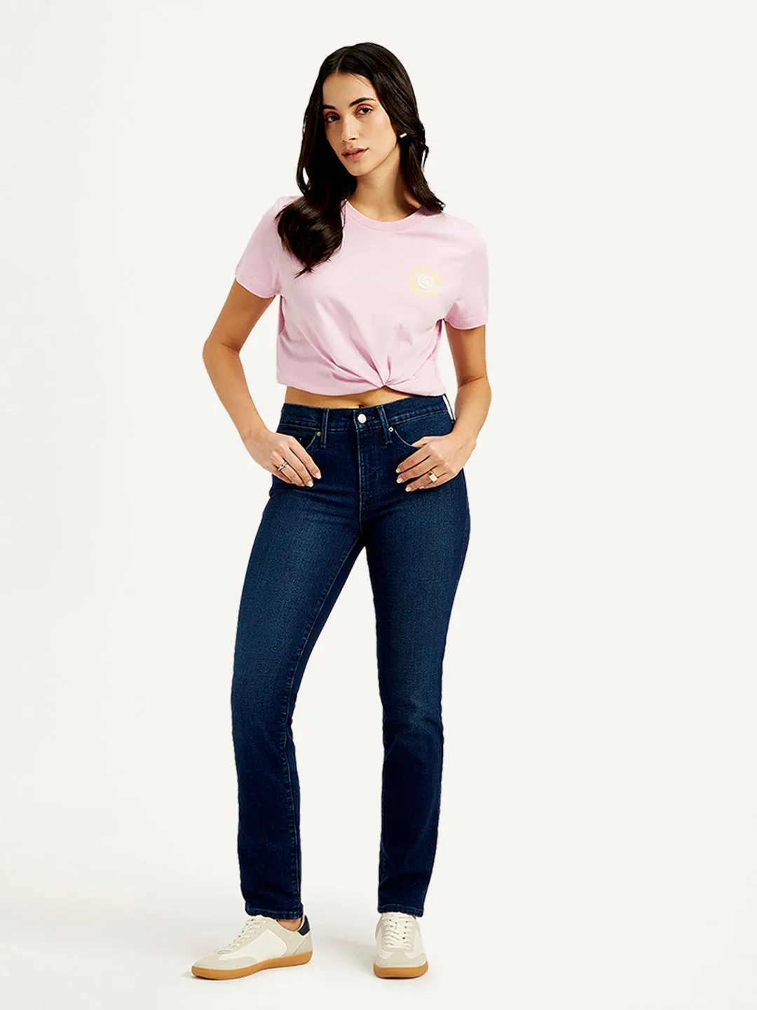 Chill Comfort Women's 312 Navy Blue Straight Fit Mid Rise Jeans