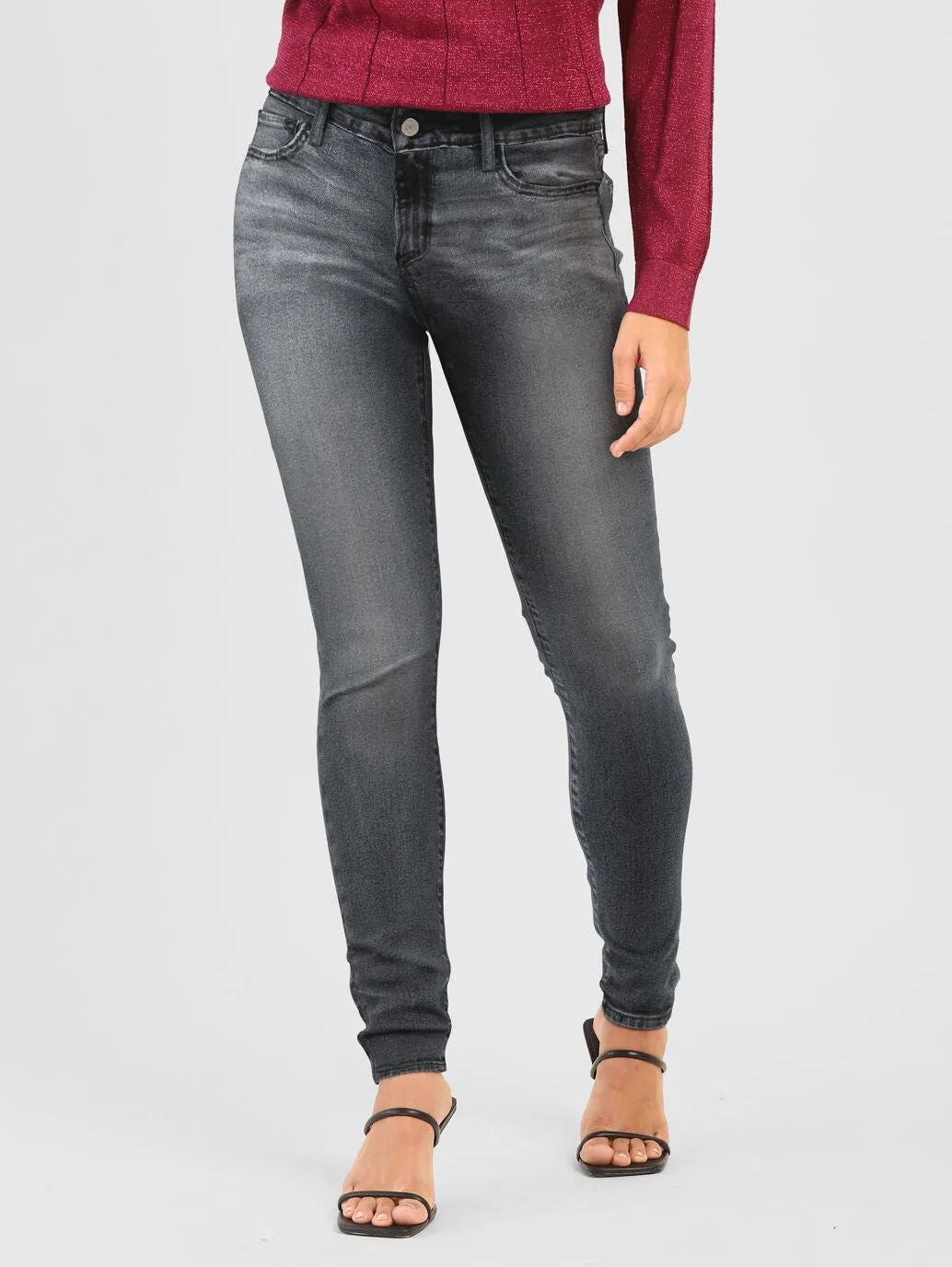 Women's 710 Charcoal Grey Skinny Fit Mid Rise Jeans Durable Build Modern Youth Style Party Look