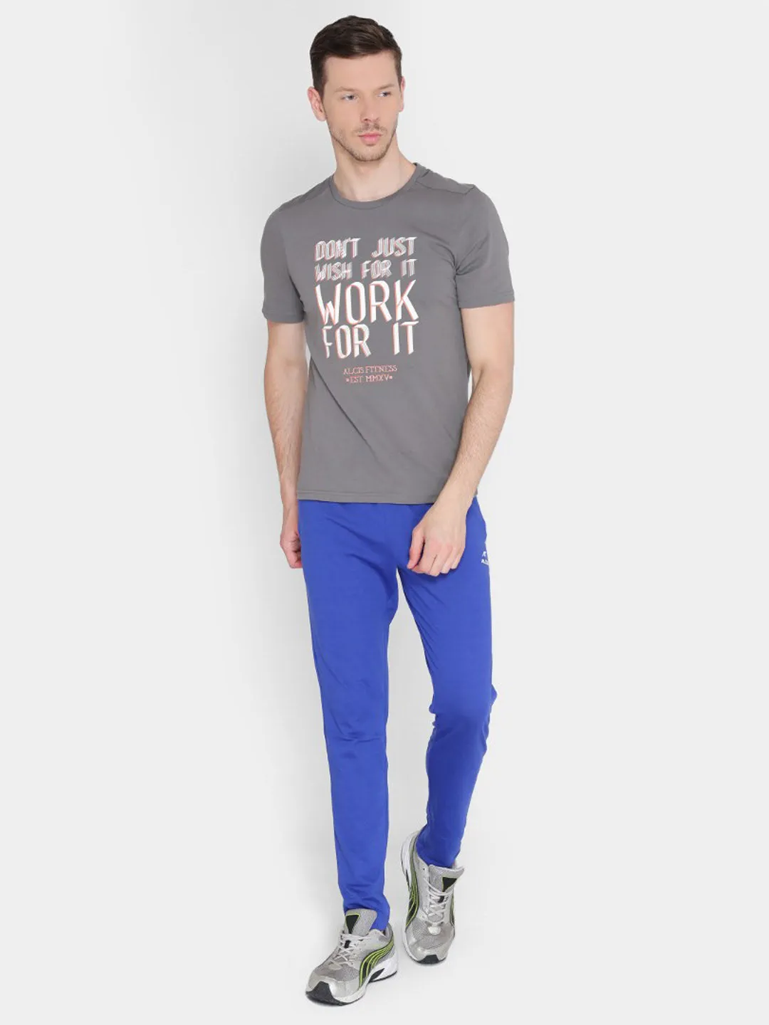 Alcis Men Grey Printed Round Neck T-shirt CompactWeave