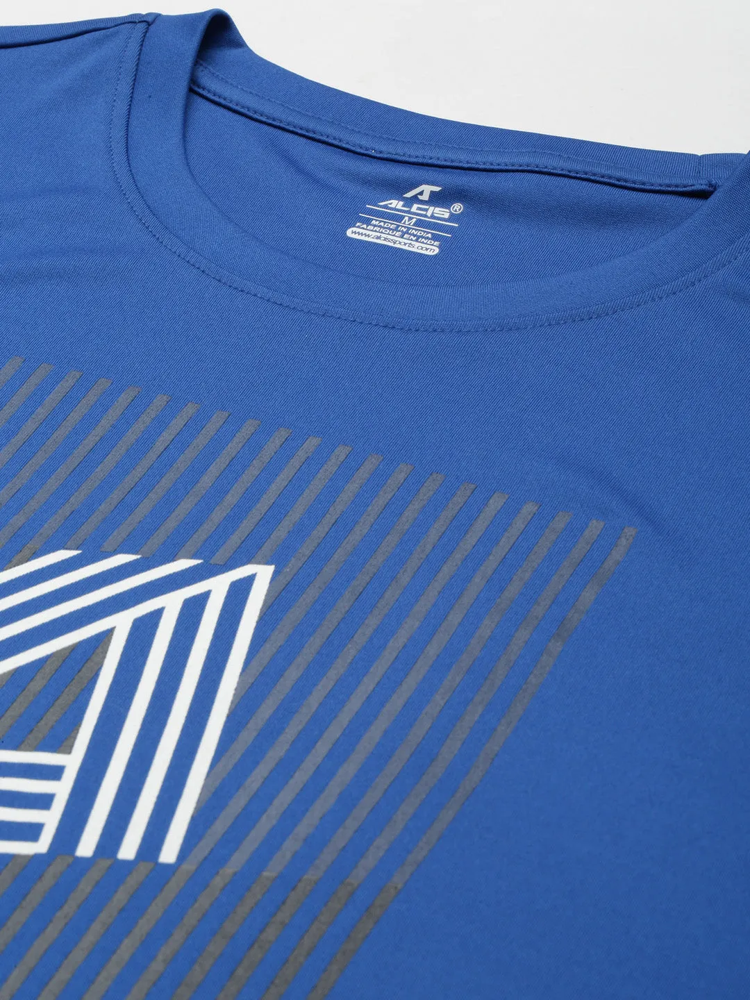 Alcis Men Blue Typography Printed Slim Fit Training or Gym T-shirt Soft Lining Shine Mood