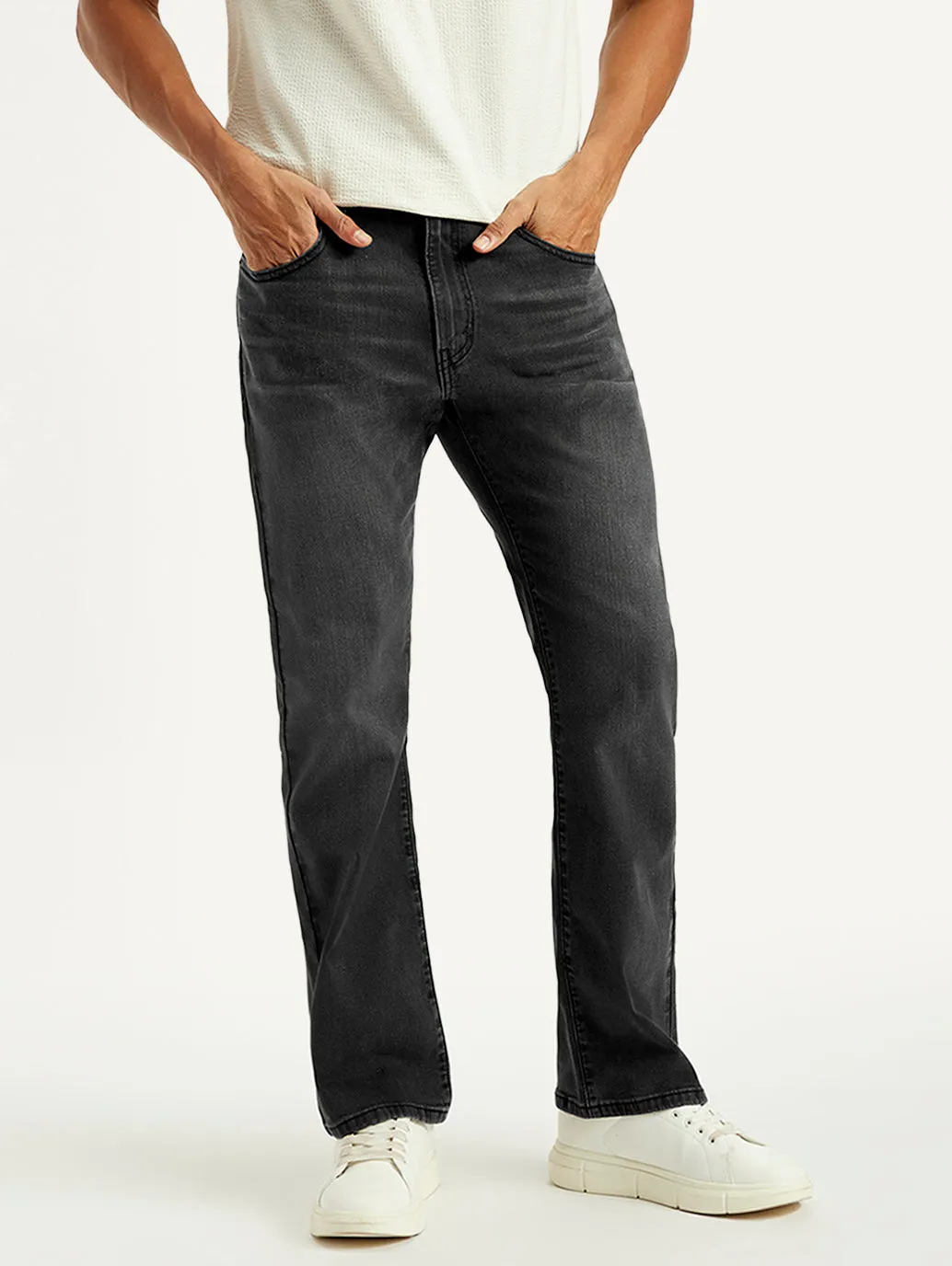 Men's 517 Charcoal Grey Bootcut Fit Mid Rise Jeans Year Round Piece