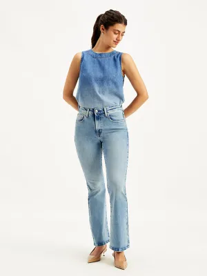 Smooth Picnic Style Women's 726 Blue Flared Fit Mid Rise Jeans