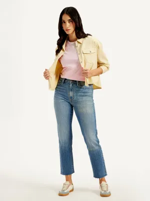 Casual Outfit Women's Blue Wedgie Straight Fit Mid Rise Jeans