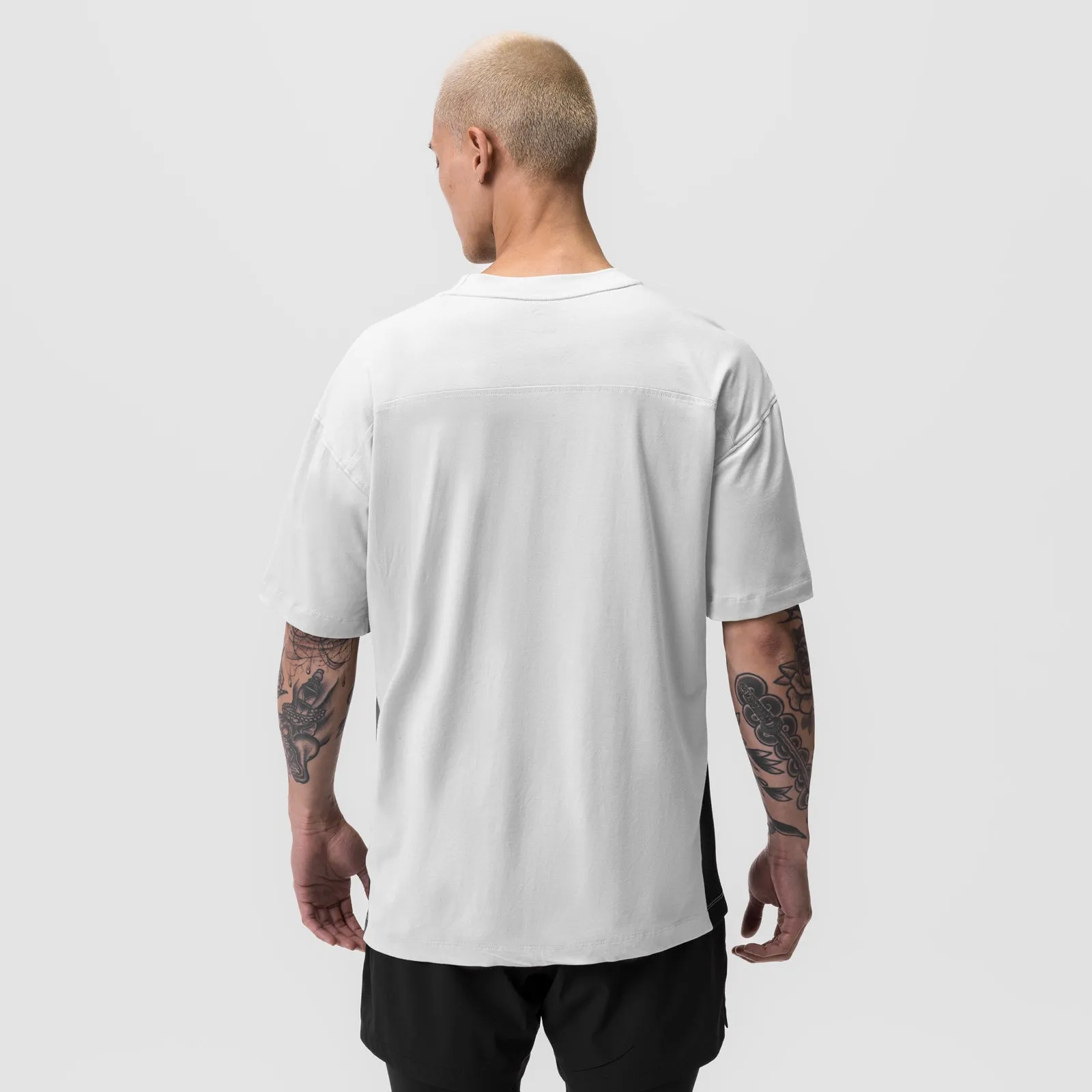 0779. Supima? Mesh Panel Oversized Tee - White Relaxed Torso Fit
