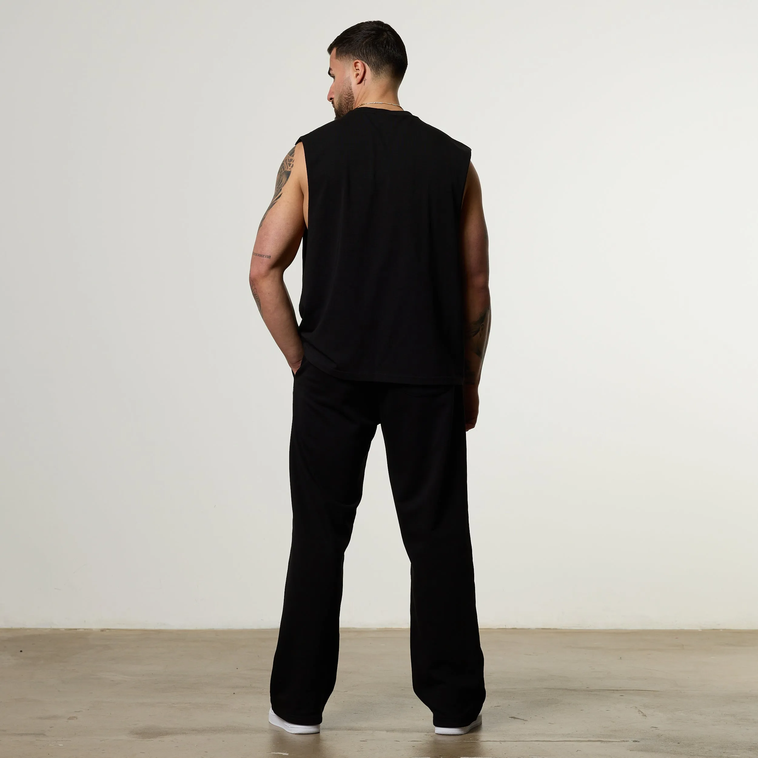 Vanquish Metal Black Cut Off Sleeveless T Shirt Eco Friendly Dye Indoor clothing