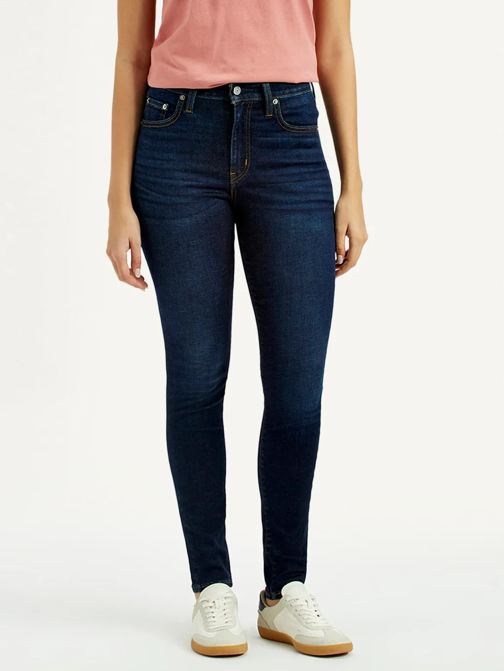 Women's 721 Dark Indigo Skinny Fit High Rise Jeans Lightweight Construction Neutral Look