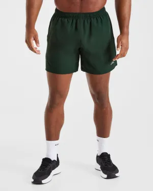 Core 5" Shorts - Forest Green Tear Resistant Weave Elastic Waistband Design