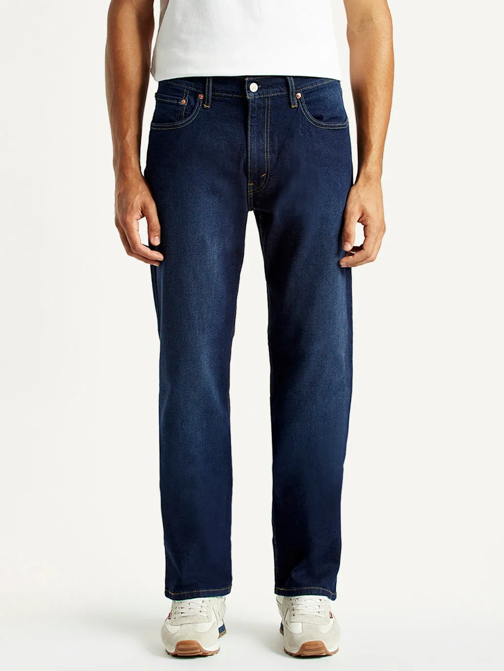 Non Restrictive Cut Elegant Urban Explorer Athlete Fit Men's 555 Dark Indigo Loose Fit Mid Rise Jeans