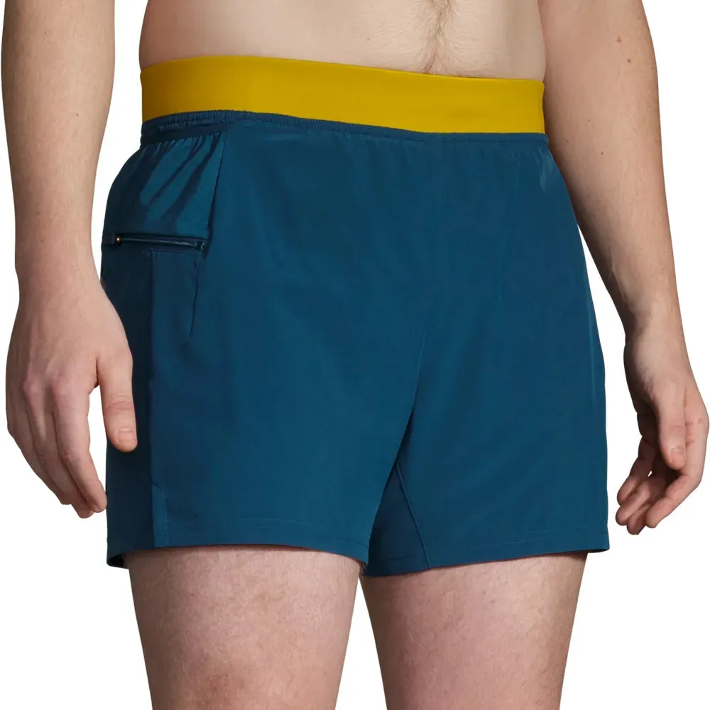 Non Binding Leg Openings Brooks 5 Inch Sherpa 2 In 1 Mens Running Shorts - Blue