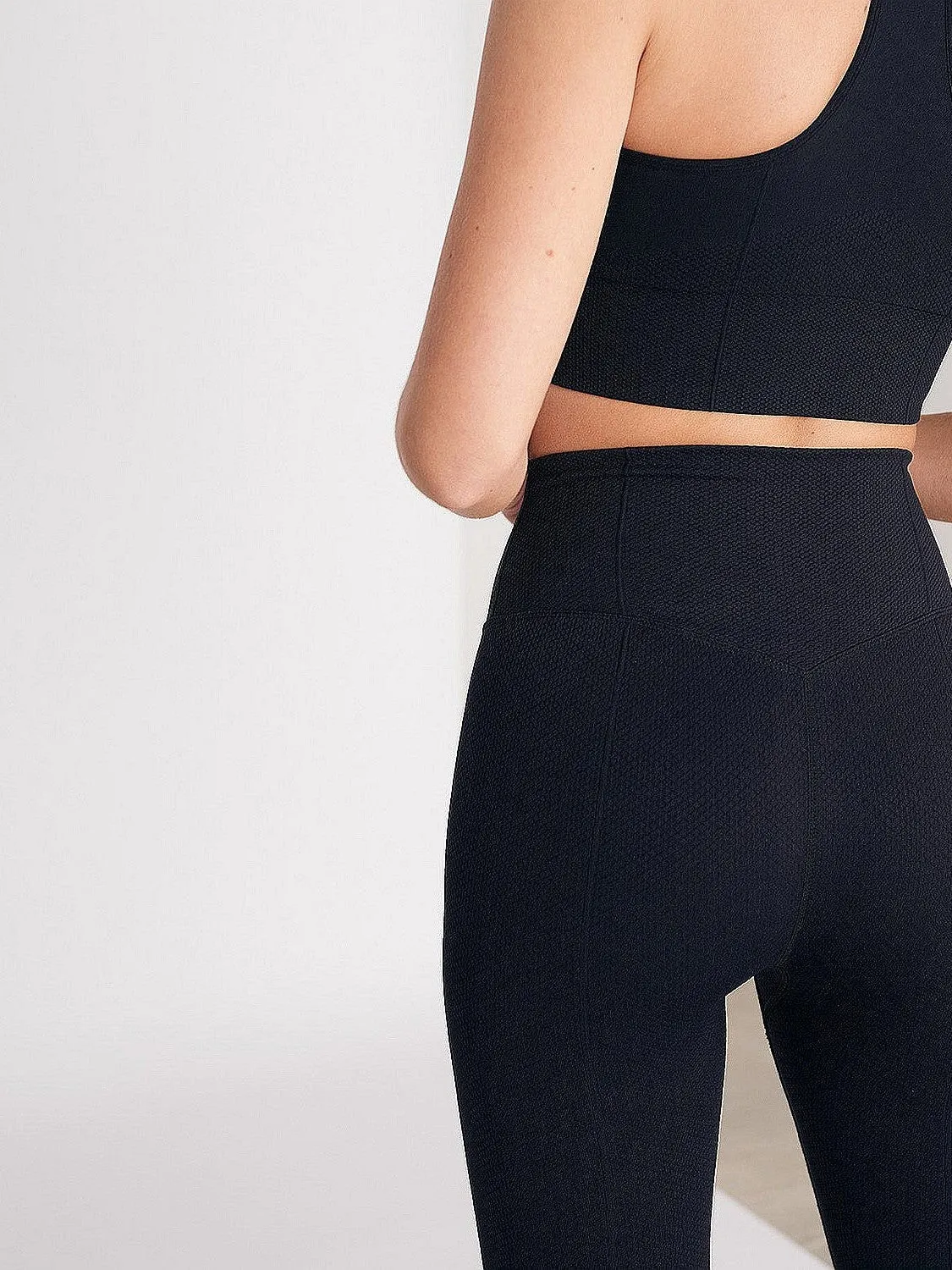 Black Luxe Seamless Tights Lounge Fit Breathable mesh