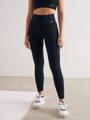 Black Luxe Seamless Tights Double Layer Dance Practice Indoor Exercise Compression Support