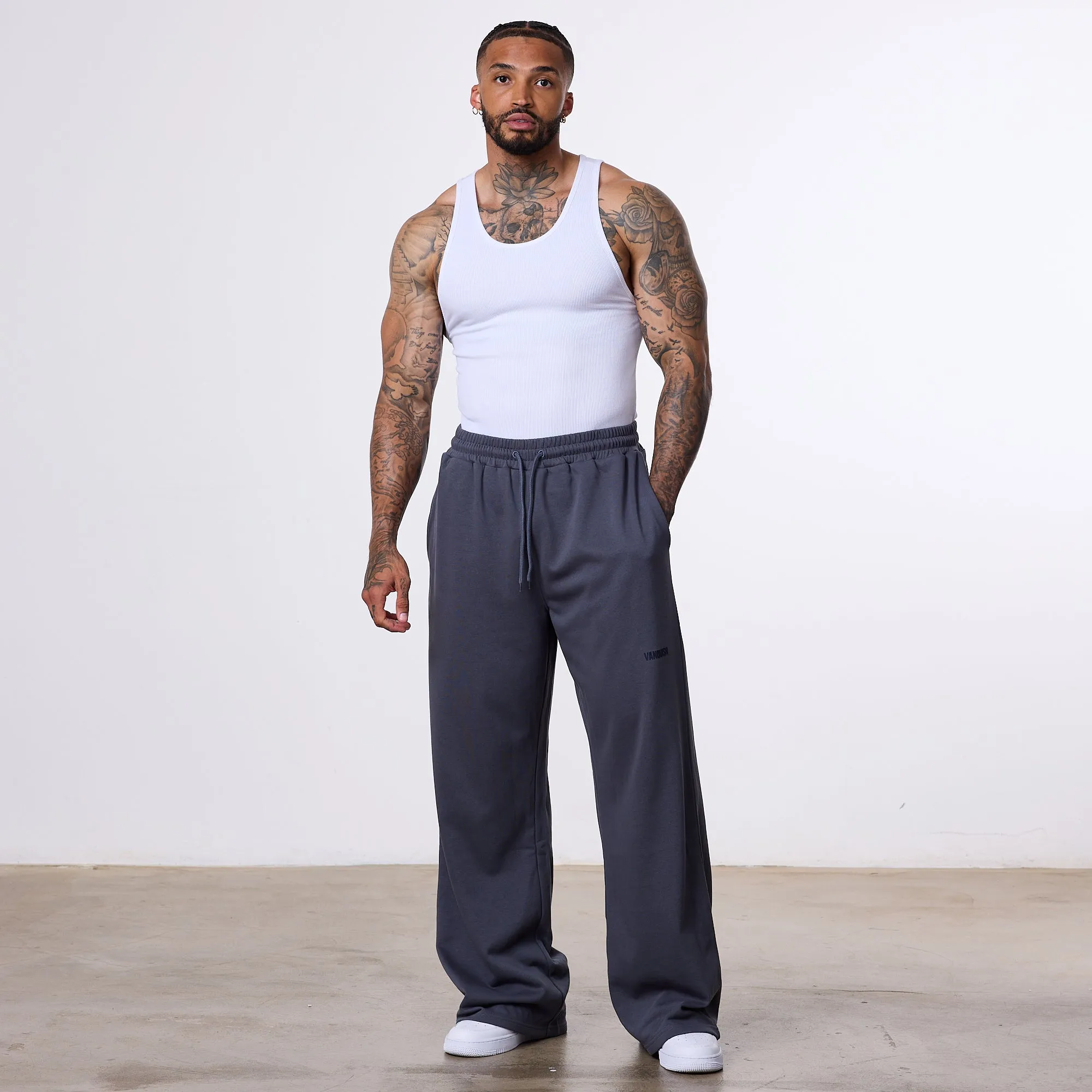 Vanquish Essential Denim Blue Straight Leg Sweatpants Ultra Soft Blend