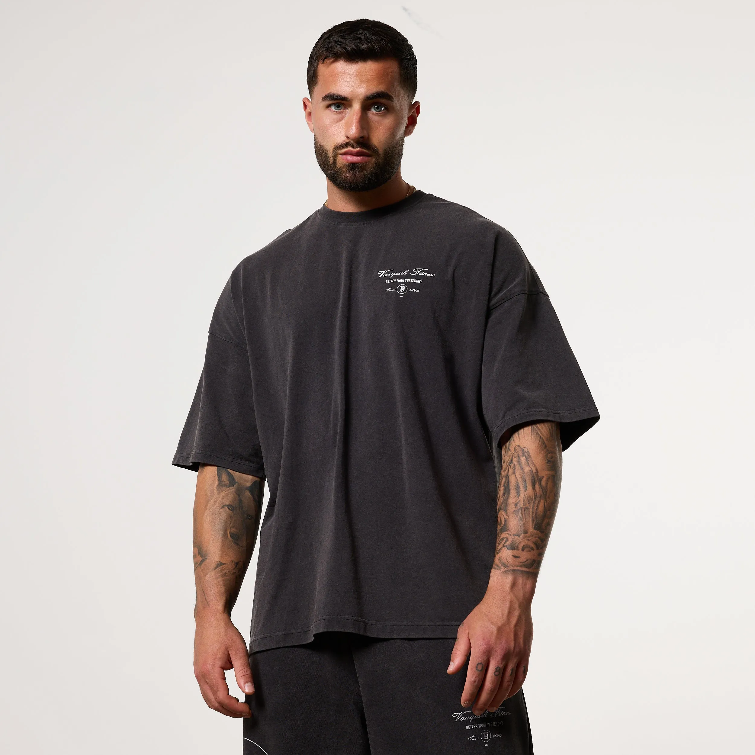 Micro Perforation Vanquish Legacy Black Washed Oversized Boxy Tee