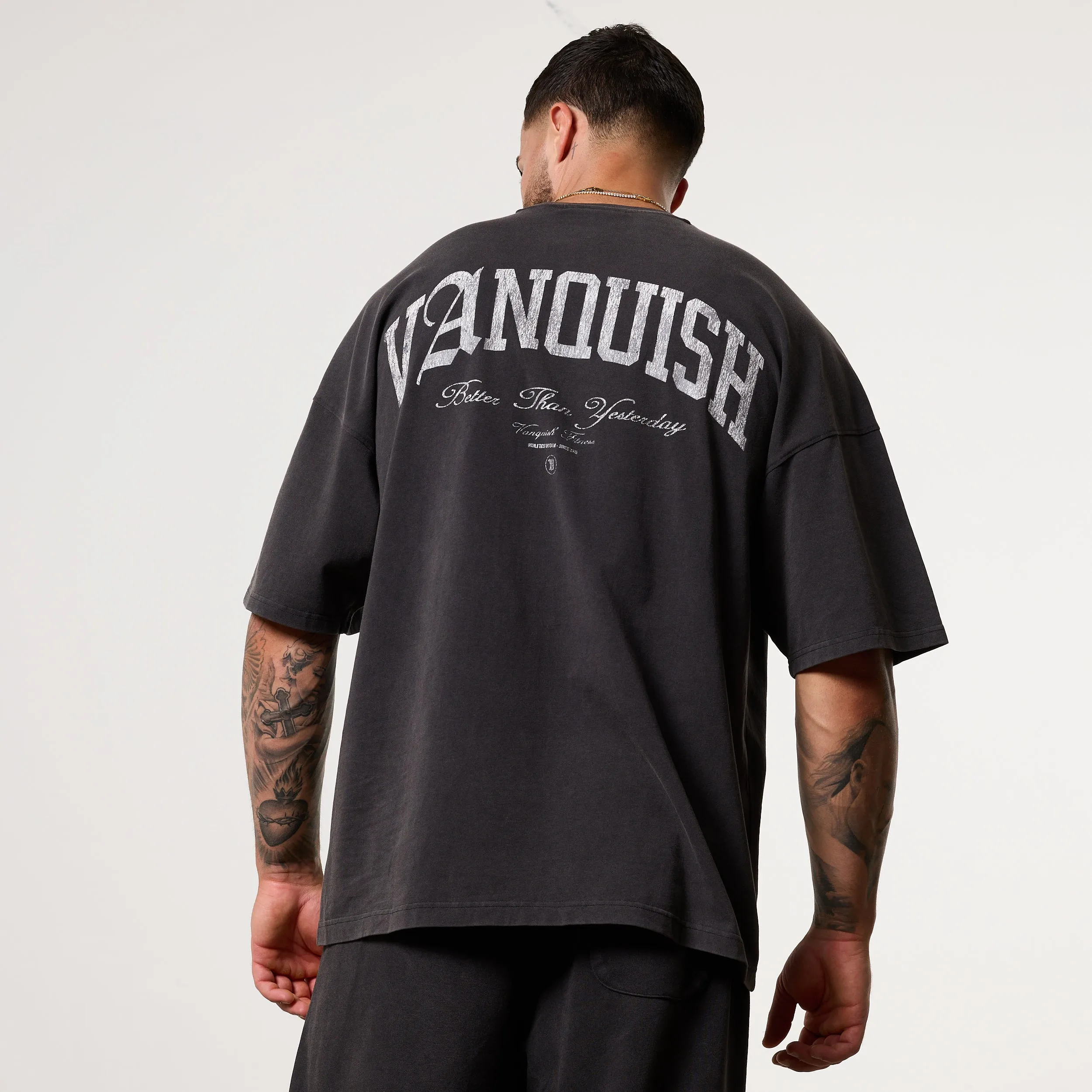 Vanquish Legacy Black Washed Oversized Boxy Tee Trendy Top