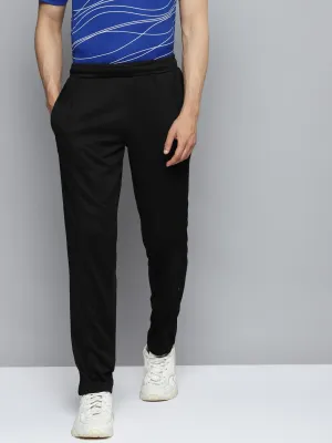 Contrast Trim Alcis Men Black Solid Slim Fit Mid-Rise Regular Track Pants