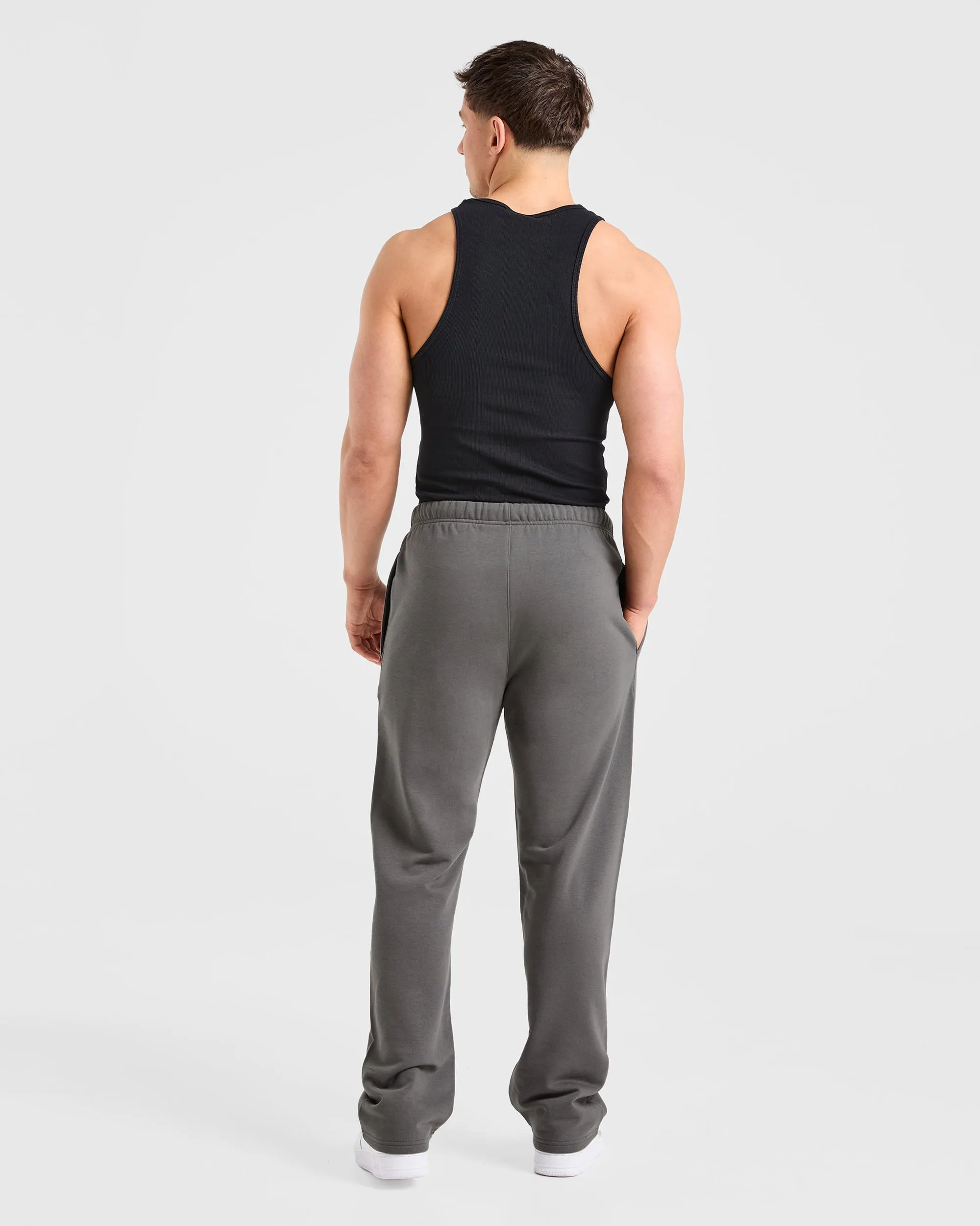 Anti Cling Finish Craft Oversized Straight Leg Joggers - Charcoal