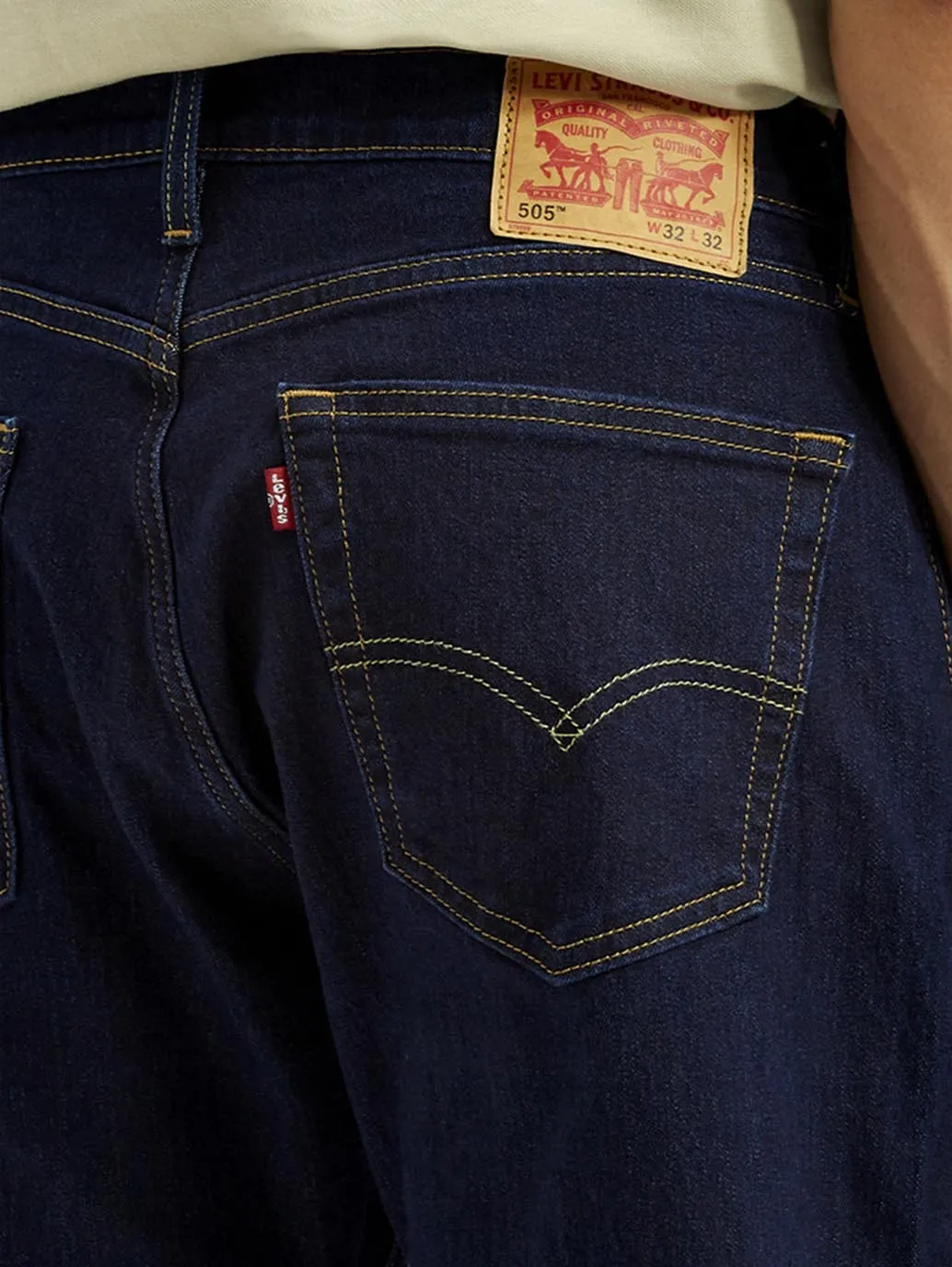 Men's 505 Navy Blue Straight Fit Mid Rise Jeans Casual Style Easy Layering