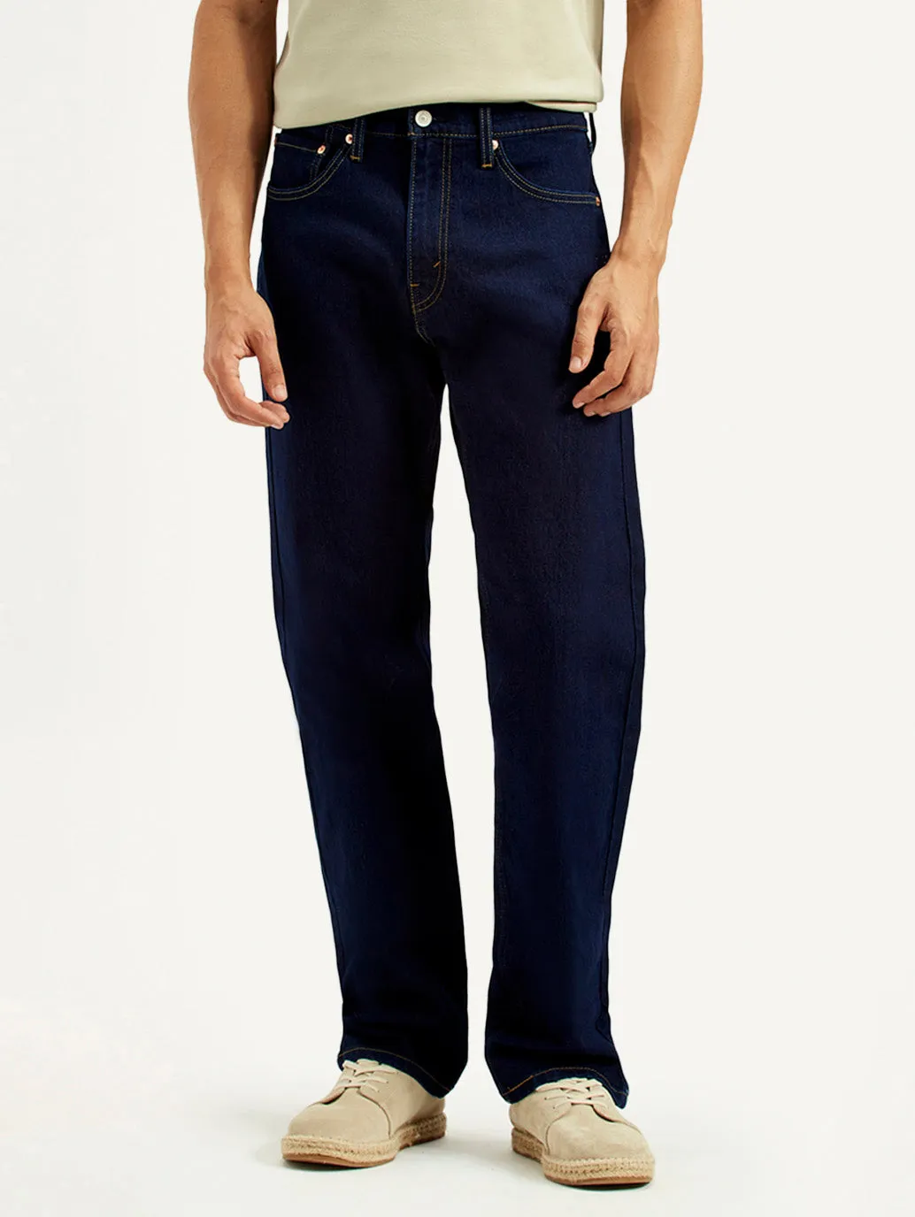 Smart Casual Classic Wear Loose Smooth Shopping Day Men's 505 Navy Blue Straight Fit Mid Rise Jeans