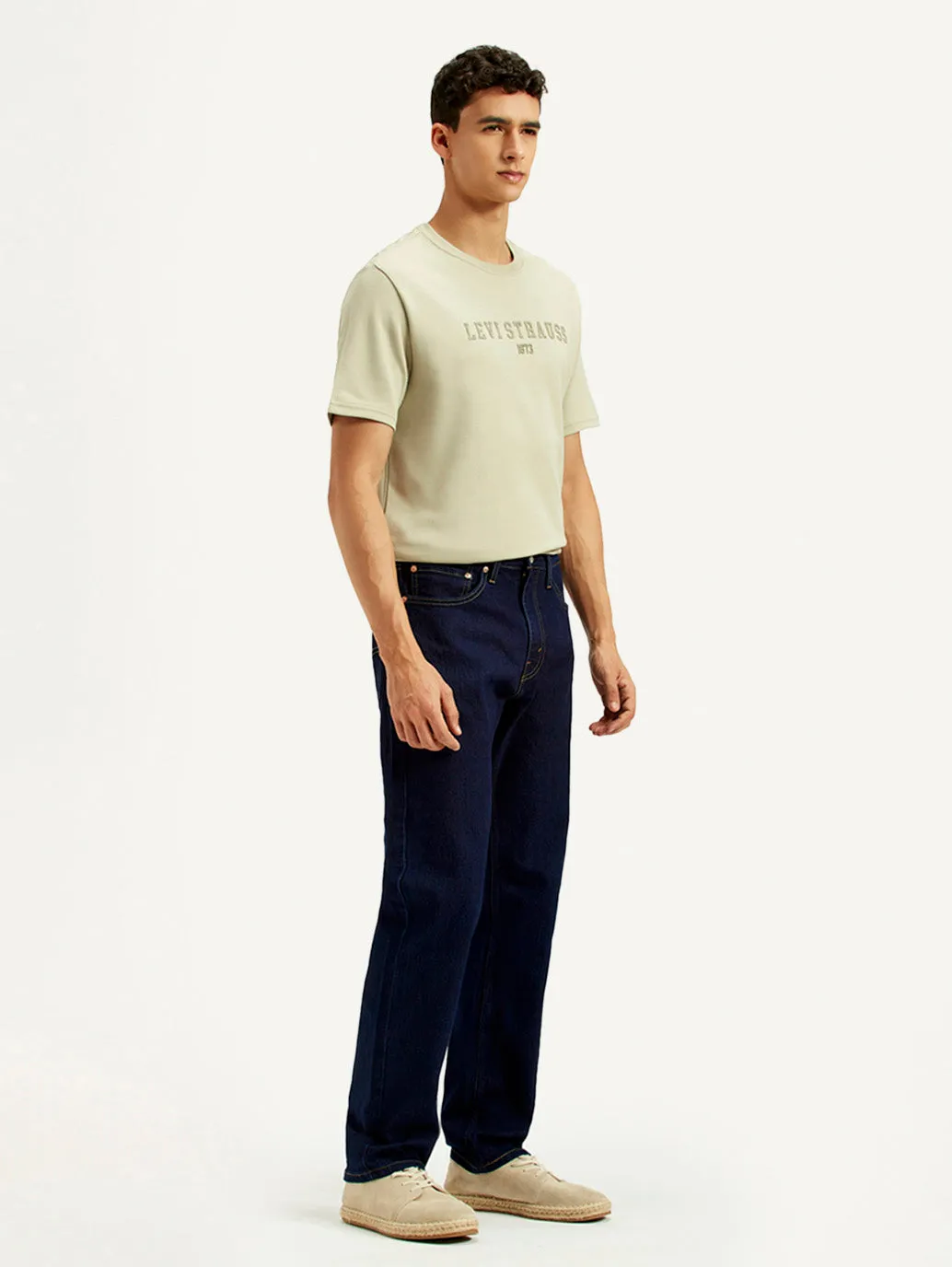 Men's 505 Navy Blue Straight Fit Mid Rise Jeans Lifestyle Piece