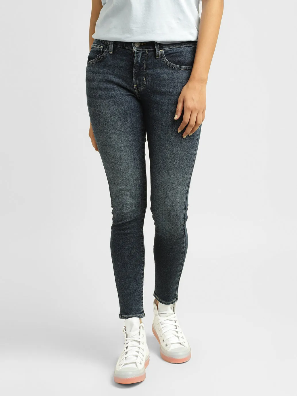 Women's 710 Blue Skinny Fit Mid Rise Jeans Minimalist Eco Friendly