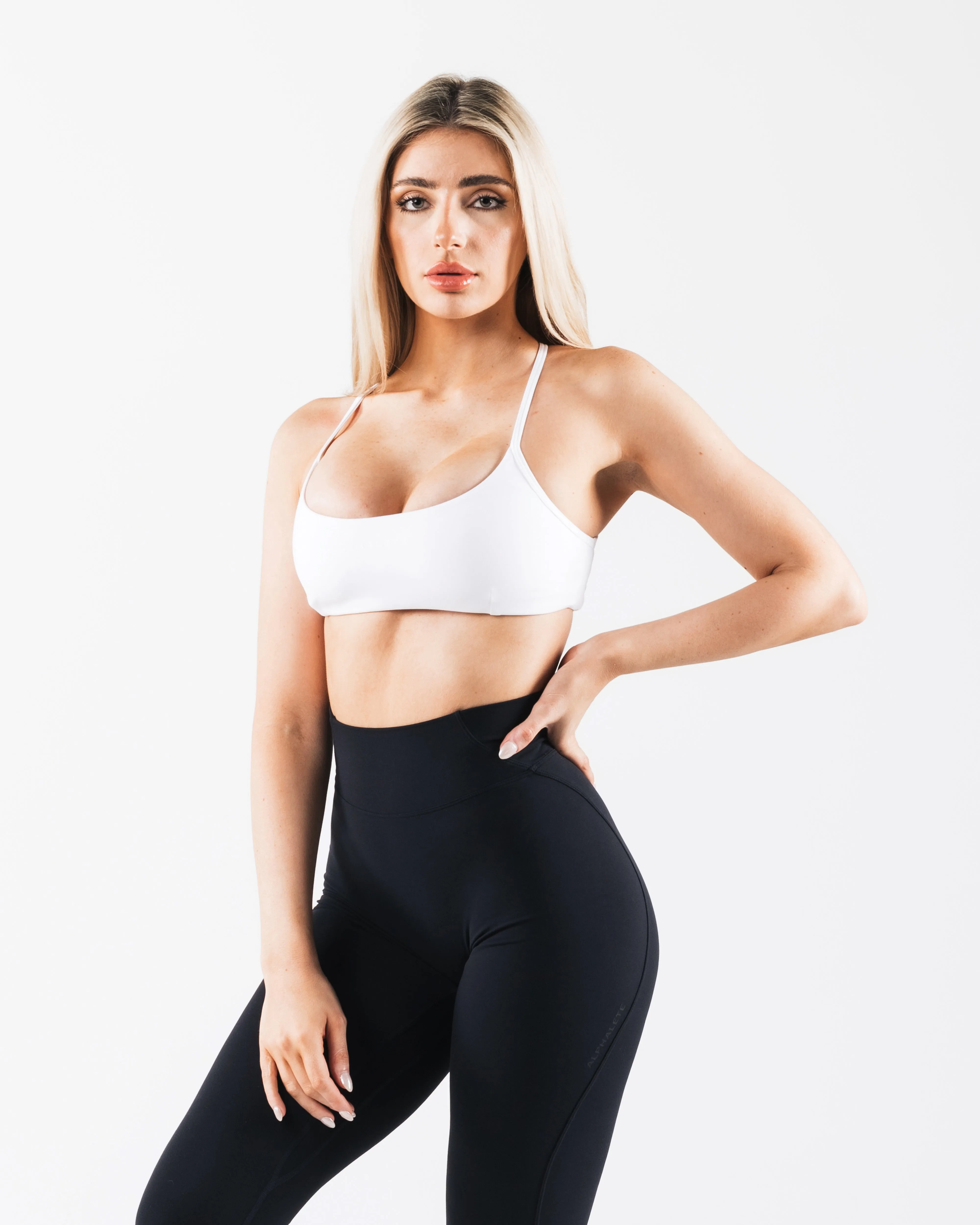 Aura 3 Strap Bra - White Easy Support Elastic stitching seams