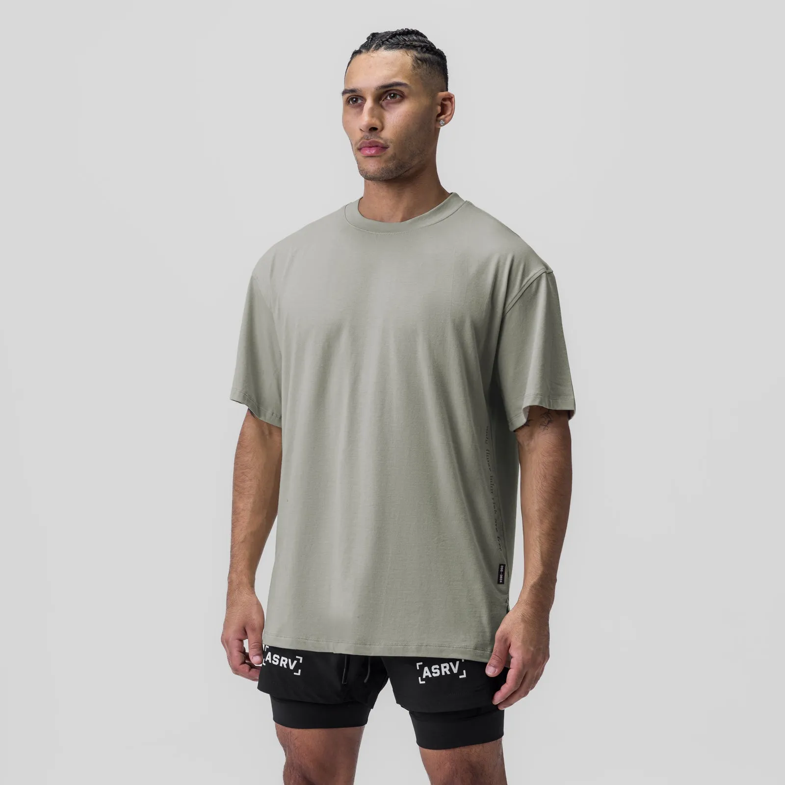 0824. Supima? Oversized Tee - Sage Flatlock stitching