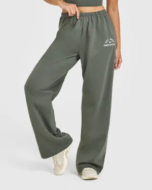 TaglessComfort Anti Abrasion Coating Lightweight Straight Leg Joggers with Graphic | Dark Khaki